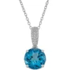 Promo ⌛ 4.37 ct. t.w. Swiss Blue Topaz and White Topaz Chain Pendant Necklace in Sterling Silver by Belk & Co. 🔥