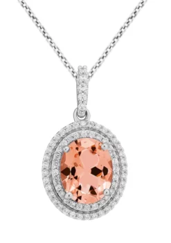 Discount ✔️ 2.26 ct. t.w. Nano Morganite and Lab Created White Sapphire Pendant in Sterling Silver by Belk & Co. 🤩