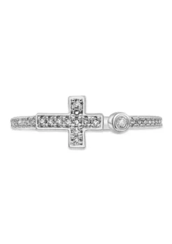 Brand new 🌟 1/8 ct. t.w. Diamond Sideways Cross Open Shank Ring in Sterling Silver by Belk & Co. 👏 -DealsBelk & Co. Store Belk 13961