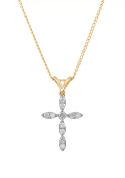 Outlet 🧨 1/4 ct. t.w. Diamond Cross Pendant in 10K Yellow Gold by Belk & Co. 🎉