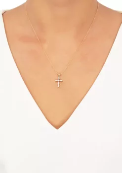 Outlet 🧨 1/4 ct. t.w. Diamond Cross Pendant in 10K Yellow Gold by Belk & Co. 🎉 -DealsBelk & Co. Store Belk 13973