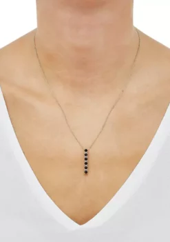 Wholesale 🛒 Onyx and Created White Sapphire Necklace in Sterling Silver with 18" Cable Chain by Belk & Co. 😀 -DealsBelk & Co. Store Belk 13978