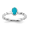 Budget 🥰 Sterling Silver Stackable Expressions Turquoise Polished Ring by Belk & Co. 🎉
