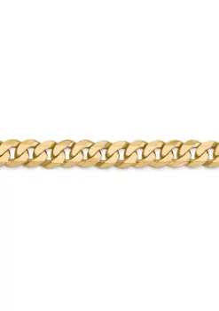 Discount 🧨 Men's 14K Yellow Gold 7.25 Millimeter Beveled Curb Chain Bracelet by Belk & Co. 🛒