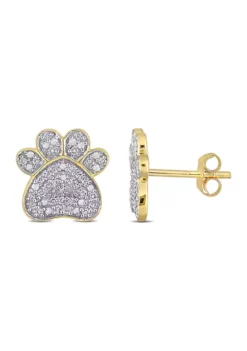 Outlet 🧨 1/5 CT TW Diamond 🐕 Dog Paw Stud Earrings in 10k Yellow Gold by Belk & Co. ✨ -DealsBelk & Co. Store Belk 14006