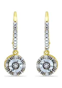 Best deal ๐ 1/10 ct. t.w. Diamond Drop Leverback Earrings, 18kt Gold over Silver by Belk & Co. ๐