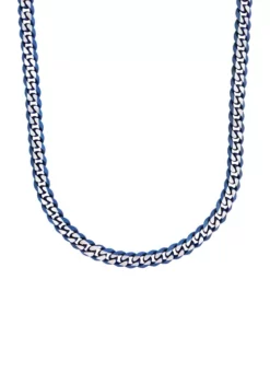 Brand new 🌟 Stainless Steel 8 Millimeter Curb Chain Necklace with Blue Ion Plating, 24 Inch by Belk & Co. ⌛