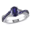 Outlet ✨ 2.36 ct. t.g.w. Created Blue Sapphire and 1/10 ct. t.w. Diamond Crossover Ring in 10K White Gold Black Rhodium Plated by Belk & Co. 🔥