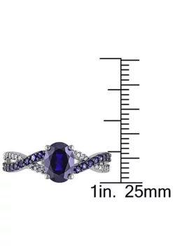 Outlet ✨ 2.36 ct. t.g.w. Created Blue Sapphire and 1/10 ct. t.w. Diamond Crossover Ring in 10K White Gold Black Rhodium Plated by Belk & Co. 🔥 -DealsBelk & Co. Store Belk 14031