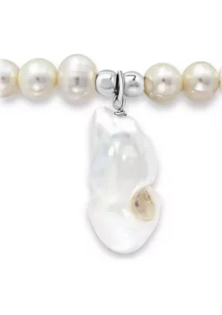 Best deal ✨ Fresh Water Pearl Drop Charm Bracelet in Sterling Silver by Belk & Co. ⭐