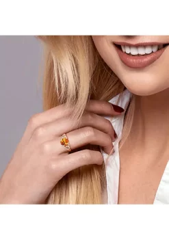 Budget ⌛ Oval Madeira Citrine and Diamond Accent Link Ring in 10k Yellow Gold by Belk & Co. 🔥 -DealsBelk & Co. Store Belk 14072