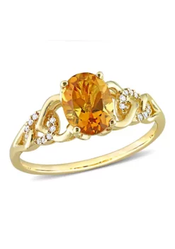 Budget ⌛ Oval Madeira Citrine and Diamond Accent Link Ring in 10k Yellow Gold by Belk & Co. 🔥 -DealsBelk & Co. Store Belk 14073