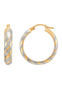 Brand new 🔔 14K Yellow Gold Shimmer Stripe Rhodium Earrings by Belk & Co. 🤩 -DealsBelk & Co. Store Belk 14076