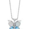 Brand new 👍 Blue Topaz & Created Opal Butterfly Pendant in Sterling Silver by Belk & Co. 💯