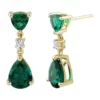 Cheapest ✔️ 1/10 ct. t.w. Lab Created Diamond and Emerald Earrings in 10K Yellow Gold by Belk & Co. 🥰