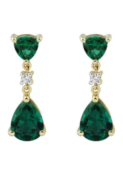 Cheapest ✔️ 1/10 ct. t.w. Lab Created Diamond and Emerald Earrings in 10K Yellow Gold by Belk & Co. 🥰 -DealsBelk & Co. Store Belk 14094