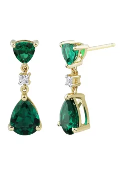 Cheapest ✔️ 1/10 ct. t.w. Lab Created Diamond and Emerald Earrings in 10K Yellow Gold by Belk & Co. 🥰 -DealsBelk & Co. Store Belk 14095