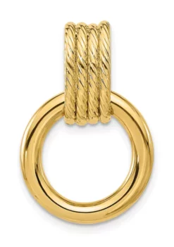 Cheapest 🎉 14K Yellow Gold Polished and Textured Circle Pendant by Belk & Co. 👍