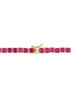 Best Sale ⭐ Lab Created 48.5 ct. t.g.w. Created Ruby Tennis Necklace in Yellow Gold Plated Sterling Silver by Belk & Co. 💯 -DealsBelk & Co. Store Belk 14137