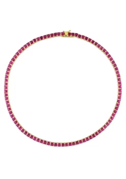 Best Sale ⭐ Lab Created 48.5 ct. t.g.w. Created Ruby Tennis Necklace in Yellow Gold Plated Sterling Silver by Belk & Co. 💯 -DealsBelk & Co. Store Belk 14138