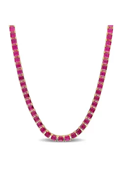 Best Sale ⭐ Lab Created 48.5 ct. t.g.w. Created Ruby Tennis Necklace in Yellow Gold Plated Sterling Silver by Belk & Co. 💯 -DealsBelk & Co. Store Belk 14139