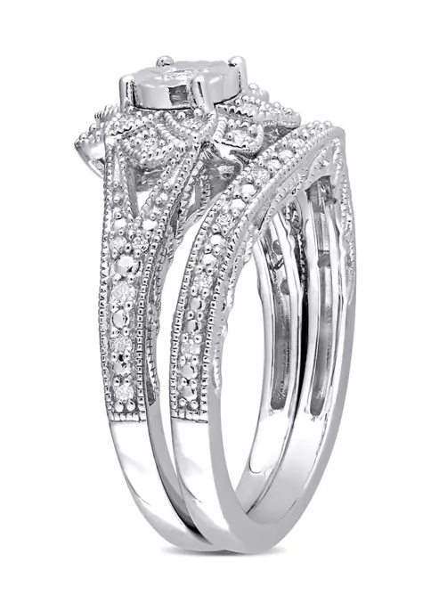Best deal 😍 1/5 CT TW Diamond Vintage Bridal Set in Sterling Silver by Belk & Co. ❤️ 3 Best deal 😍 1/5 CT TW Diamond Vintage Bridal Set in Sterling Silver by Belk & Co. ❤️ - Image 3