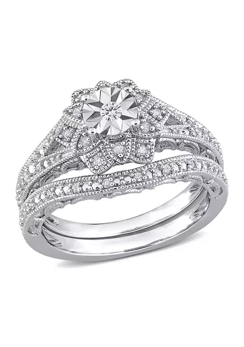 Best deal 😍 1/5 CT TW Diamond Vintage Bridal Set in Sterling Silver by Belk & Co. ❤️ 6 Best deal 😍 1/5 CT TW Diamond Vintage Bridal Set in Sterling Silver by Belk & Co. ❤️ - Image 6