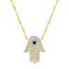 Flash Sale 🤩 Created Sapphire and Created White Sapphire Hamsa Necklace in 10K Yellow Gold by Belk & Co. 🔥