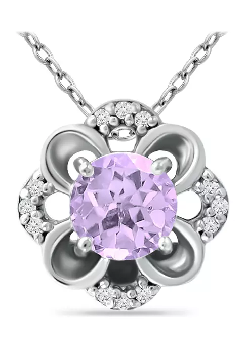 Buy ✨ 3/4 ct. t.w. Amethyst and White Topaz Flower Necklace, Sterling Silver by Belk & Co. 🤩 5 Buy ✨ 3/4 ct. t.w. Amethyst and White Topaz Flower Necklace, Sterling Silver by Belk & Co. 🤩 - Image 5
