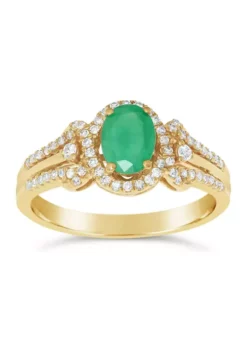Cheapest ๐ฅ 3/4 ct. t.w. Emerald and 1/4 ct. t.w. Diamond Ring in 10K Yellow Gold by Belk & Co. ๐