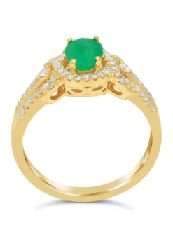 Cheapest 🔥 3/4 ct. t.w. Emerald and 1/4 ct. t.w. Diamond Ring in 10K Yellow Gold by Belk & Co. 😀 -DealsBelk & Co. Store Belk 14193