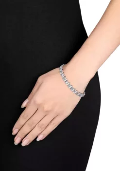 Best Pirce 🤩 9.6 ct. t.w Aquamarine and 1/10 ct. t.w. Diamond S-Link Bracelet in Sterling Silver by Belk & Co. ❤️ -DealsBelk & Co. Store Belk 14197