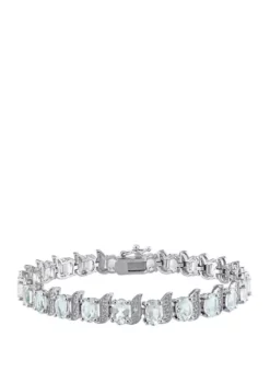 Best Pirce 🤩 9.6 ct. t.w Aquamarine and 1/10 ct. t.w. Diamond S-Link Bracelet in Sterling Silver by Belk & Co. ❤️ -DealsBelk & Co. Store Belk 14198
