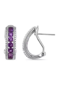 Best Sale 🔔 Channel Set Amethyst Earrings in Sterling Silver by Belk & Co. 💯