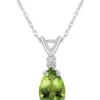 Buy 😀 14K Gold 8x5 Pear Shape Peridot Diamond Accent Pendant by Belk & Co. 🎉