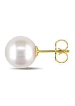 Wholesale 👍 9-9.5mm White Cultured Freshwater Pearl Stud Earrings in 14k Yellow Gold by Belk & Co. 🛒 -DealsBelk & Co. Store Belk 14227