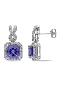 Budget 👏 7.10 ct. t.g.w. Created Tanzanite and White Sapphire Earrings in Sterling Silver by Belk & Co. ⭐