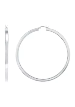 Best reviews of ✔️ 4 mm x 70 mm Square Tube Round Hoop Earrings in Sterling Silver by Belk & Co. 🎁