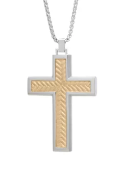 New 🥰 Stainless Cross Pendant Necklace on 24 Inch Rhodium Box Chain by Belk & Co. ✔️ -DealsBelk & Co. Store Belk 14248
