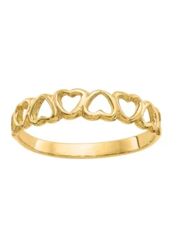 Best Pirce 👍 14K Yellow Gold Polished Hearts Ring by Belk & Co. 🎉