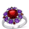 Buy 😉 3.25 ct. t.w. Garnet and 1.125 ct. t.w. Amethyst Quatrefoil Floral Ring in Sterling Silver by Belk & Co. 🌟