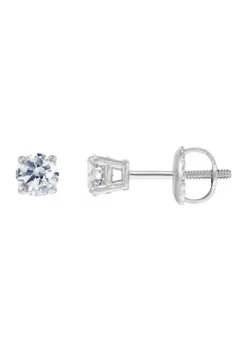 Discount ⭐ 1/2 ct. t.w. Round Cut Diamond Stud Earrings in 14K White Gold by Belk & Co. ⌛