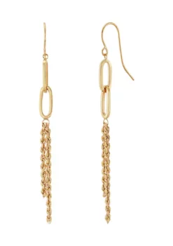 Outlet 😉 Double Intertwined Oval Drop on Grad Rope Chain Earrings in 10K Yellow Gold by Belk & Co. ❤️