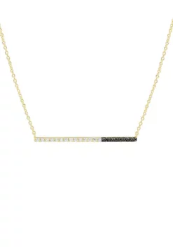 Wholesale 🥰 1/7 ct. t.w. Black and White Diamond Straight Bar Necklace in 10K Yellow Gold by Belk & Co. ✔️