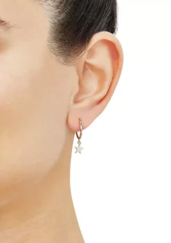 Best deal 😉 1.27 mm x 12 mm Tube Hoop with Dangle Stars Earrings in 10K Yellow Gold by Belk & Co. 😍 -DealsBelk & Co. Store Belk 14345