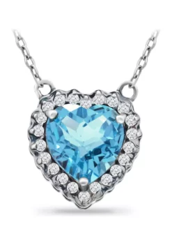 Best reviews of 🔥 3.06 ct. t.w. Blue Topaz, 1/5 ct. t.w. White Topaz Heart Necklace in Sterling Silver by Belk & Co. 🔔 -DealsBelk & Co. Store Belk 14358