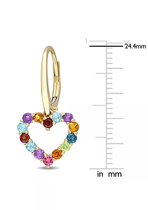 Deals ⭐ 1 CT TGW Multi-Color Gemstone Heart Leverback Earrings in 10k Yellow Gold by Belk & Co. ❤️ 2 Deals ⭐ 1 CT TGW Multi-Color Gemstone Heart Leverback Earrings in 10k Yellow Gold by Belk & Co. ❤️ - Image 2