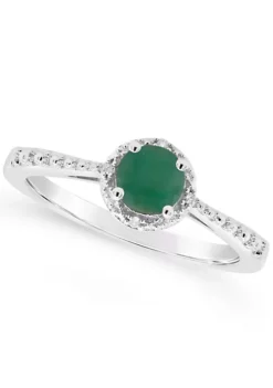 Budget 😉 Sterling Silver 5mm Round Emerald Diamond Accent Halo Ring by Belk & Co. 😀