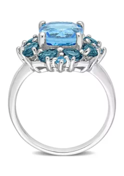 Brand new 👏 4 1/10 CT TGW Blue Topaz-Swiss and Blue Topaz-London Quatrefoil Floral Ring in Sterling Silver by Belk & Co. 😍 -DealsBelk & Co. Store Belk 14372