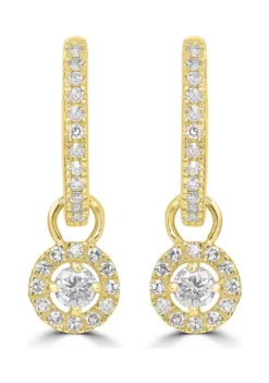 New ✔️ 1/3 ct. t.w. Diamond Round Charm Hoop Earrings in 14K Yellow Gold by Belk & Co. 🎉